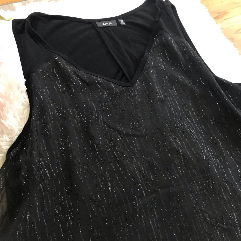 SOLD Apt 9 2x Black Sleeveless Blouse Shimmery Overlay